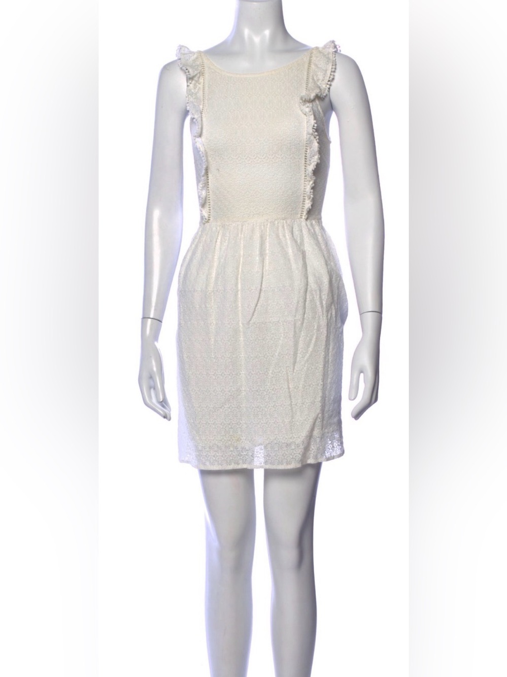Sezane Cream Ruffle-Trim Sleeveless Dress